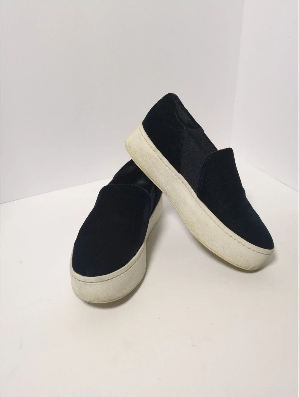 Vince California Black Suede Platform Slip On Sneakers Women's Sz 5